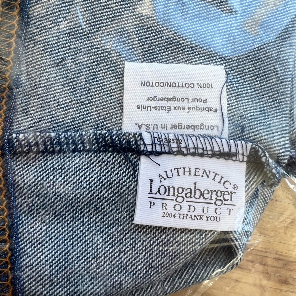 NWT Longaberger Thank You Basket Fabric Liners- Set Of 2- Denim and Paprika - Picture 6 of 8